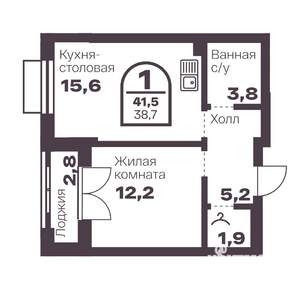 1-к квартира, вторичка, 39м2, 5/24 этаж