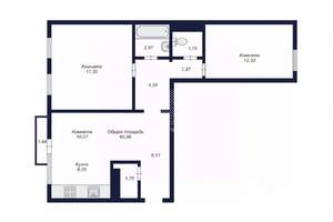 2-к квартира, вторичка, 62м2, 3/10 этаж
