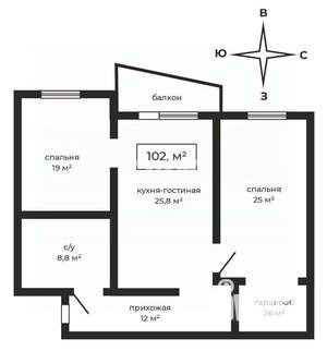 3-к квартира, вторичка, 102м2, 2/22 этаж