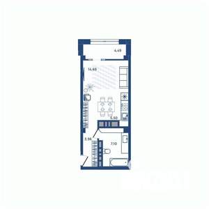 1-к квартира, вторичка, 33м2, 20/23 этаж