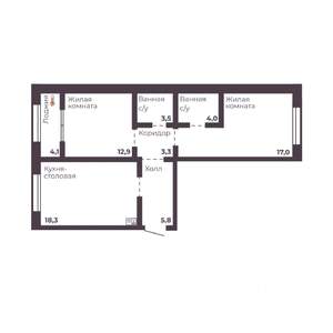 2-к квартира, вторичка, 65м2, 15/17 этаж