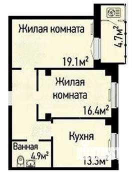 2-к квартира, вторичка, 62м2, 7/19 этаж