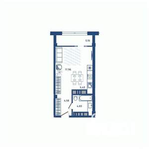 1-к квартира, вторичка, 33м2, 21/23 этаж