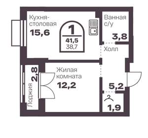 1-к квартира, вторичка, 39м2, 8/8 этаж