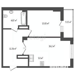 2-к квартира, вторичка, 57м2, 3/26 этаж