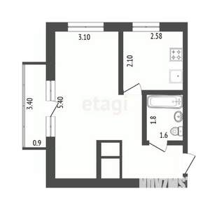 1-к квартира, вторичка, 32м2, 4/5 этаж