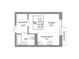 Студия квартира, строящийся дом, 24м2, 9/10 этаж