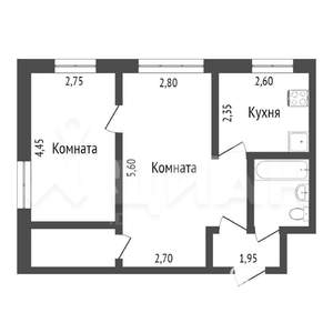 2-к квартира, вторичка, 43м2, 6/9 этаж
