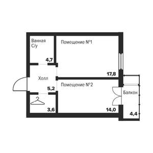 1-к квартира, строящийся дом, 45м2, 6/29 этаж