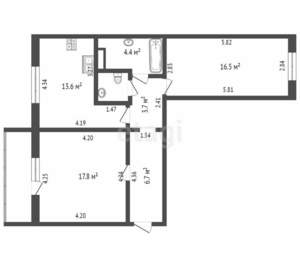 2-к квартира, вторичка, 65м2, 9/10 этаж