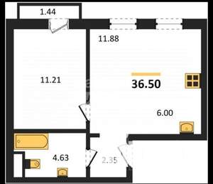 1-к квартира, вторичка, 36м2, 2/10 этаж
