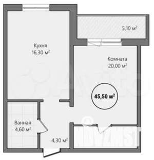 1-к квартира, вторичка, 43м2, 9/13 этаж