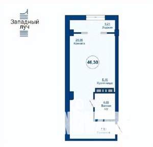 1-к квартира, вторичка, 46м2, 9/24 этаж