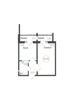 1-к квартира, вторичка, 35м2, 16/16 этаж
