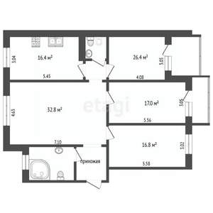 4-к квартира, вторичка, 117м2, 2/10 этаж