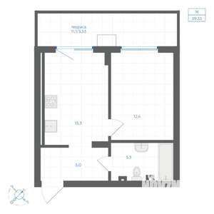 1-к квартира, вторичка, 39м2, 1/18 этаж