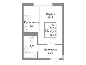 Студия квартира, строящийся дом, 24м2, 1/10 этаж