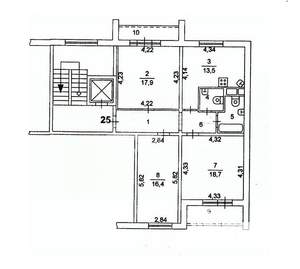 3-к квартира, вторичка, 84м2, 9/10 этаж