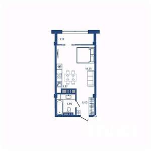 1-к квартира, вторичка, 34м2, 21/23 этаж