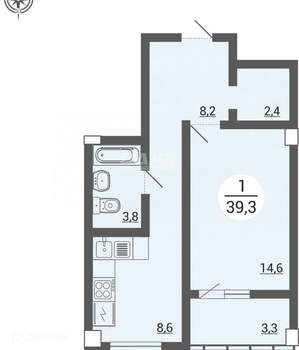 1-к квартира, сданный дом, 39м2, 6/10 этаж