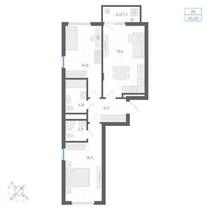 2-к квартира, вторичка, 65м2, 13/14 этаж