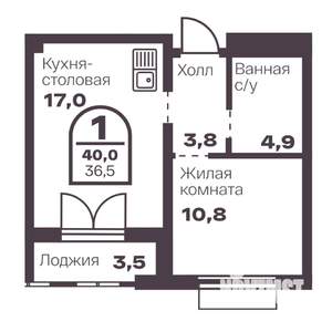 1-к квартира, вторичка, 37м2, 13/24 этаж