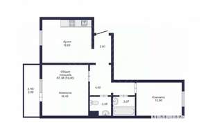 2-к квартира, вторичка, 62м2, 10/10 этаж