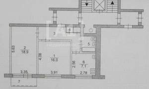 2-к квартира, вторичка, 54м2, 1/9 этаж