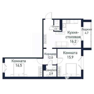 2-к квартира, вторичка, 66м2, 10/10 этаж
