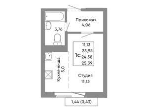 Студия квартира, строящийся дом, 24м2, 7/10 этаж