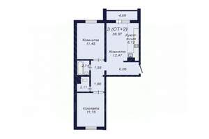 3-к квартира, вторичка, 57м2, 3/18 этаж