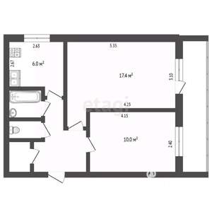 2-к квартира, вторичка, 44м2, 8/9 этаж