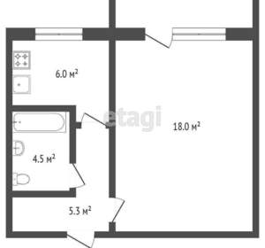 1-к квартира, вторичка, 30м2, 4/5 этаж