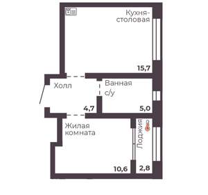 1-к квартира, вторичка, 36м2, 10/17 этаж