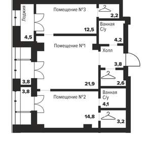 2-к квартира, вторичка, 74м2, 16/29 этаж