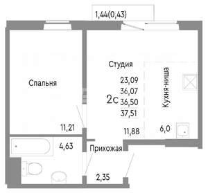 2-к квартира, вторичка, 37м2, 3/10 этаж