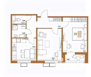 2-к квартира, вторичка, 58м2, 3/17 этаж
