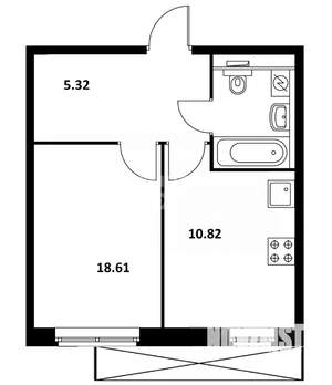 1-к квартира, вторичка, 40м2, 12/19 этаж