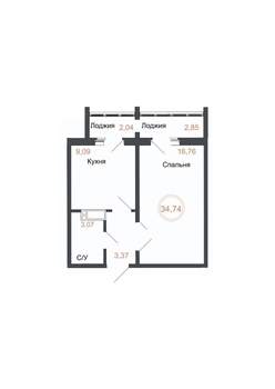 1-к квартира, вторичка, 35м2, 15/16 этаж