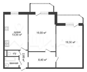 2-к квартира, вторичка, 66м2, 5/12 этаж