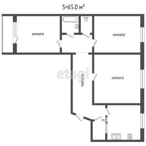 3-к квартира, вторичка, 65м2, 2/9 этаж