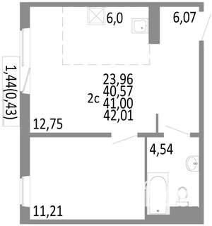 2-к квартира, вторичка, 41м2, 3/10 этаж