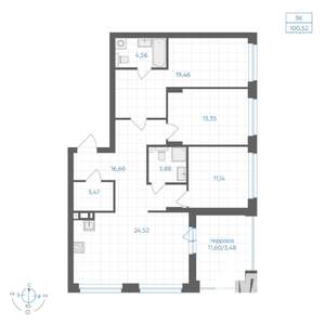 3-к квартира, вторичка, 101м2, 14/30 этаж