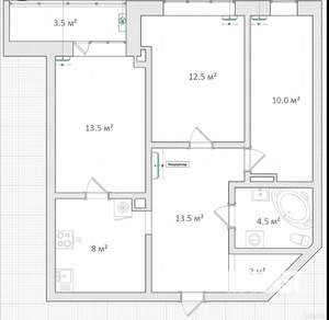 2-к квартира, вторичка, 65м2, 8/17 этаж