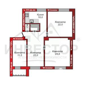 Студия квартира, вторичка, 94м2, 4/4 этаж