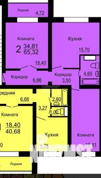 2-к квартира, сданный дом, 66м2, 1/10 этаж