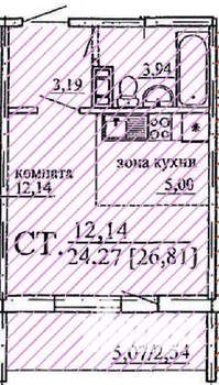 Студия квартира, строящийся дом, 27м2, 5/10 этаж