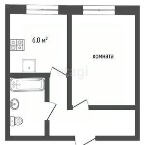 1-к квартира, вторичка, 30м2, 1/5 этаж
