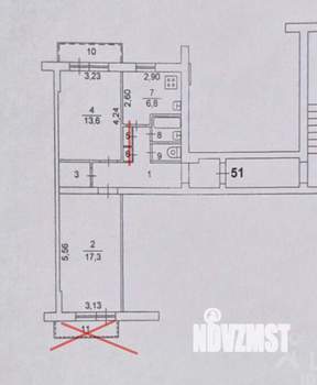 2-к квартира, вторичка, 55м2, 5/9 этаж