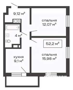 2-к квартира, вторичка, 50м2, 17/25 этаж
